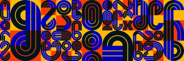 Abstracto sin costuras de fondo vectorial patrón de azulejos geométricos en el estilo de línea de colores de moda diseño moderno composición artística