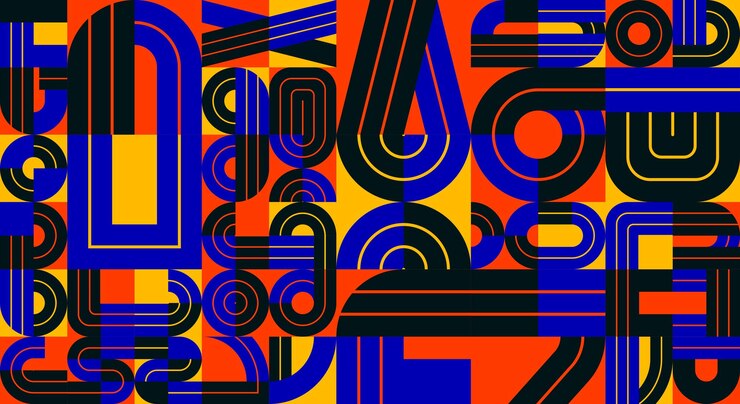 Vector abstracto sin costuras de fondo vectorial patrón de azulejos geométricos en el estilo de línea de colores de moda diseño moderno composición artística