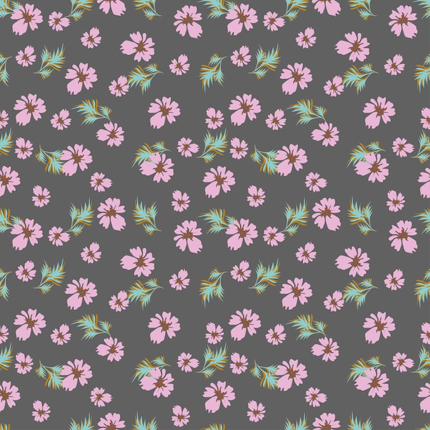 Abstracto sin costuras patrón floral dibujado a mano hermosa ilustración de flores y hojas coloridas