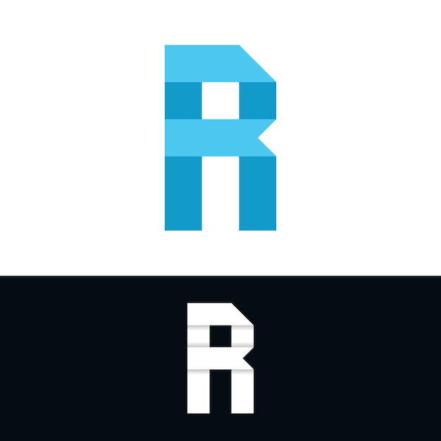 Abstracto creativo diseño del logotipo de la letra inicial R Premium Vector