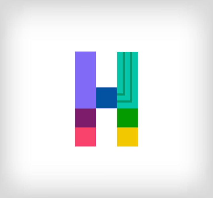 Vector abstracto creativo letra h logotipo lineal multicolor líneas de letras modernas con nuevos colores de arte pop