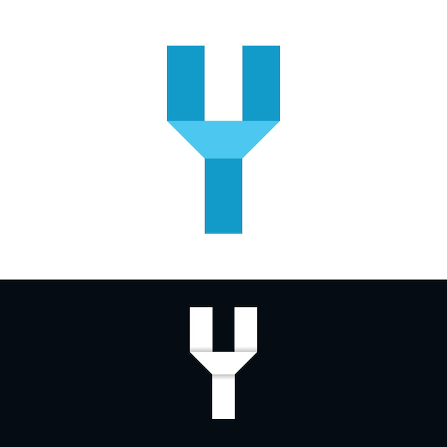 Abstracto creativo de la letra inicial Y diseño del logotipo Premium Vector