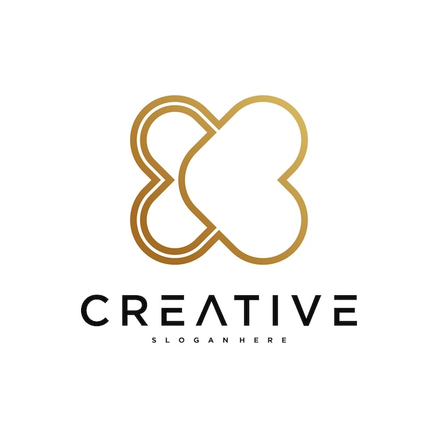 Abstracto creativo de la letra inicial X diseño del logotipo Preamium Vector