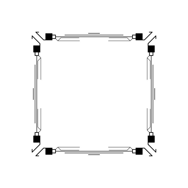 Vector abstracto cuadrado de línea simple negra con hojas marco flores dibujos elementos de contorno diseño vectorial