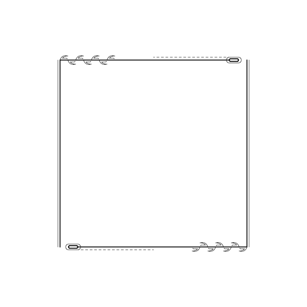 Abstracto cuadrado de línea simple negra con hojas marco flores dibujos elementos de contorno diseño vectorial