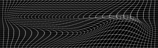Abstracto cuadrícula de perspectiva curva Fondo vectorial distorsión de la onda del marco de alambre Tecnología malla de superficie Líneas curvas