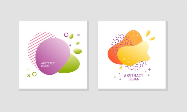 Abstracto cubierta de diseño cuadrado con conjunto vectorial de forma de color de gradiente fluido