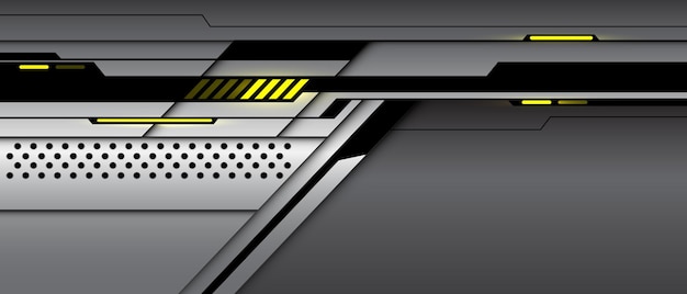 Abstracto Cyber lunes tecnología futurista metal línea negra luz amarilla poder círculo malla diseño geométrico vector de fondo creativo