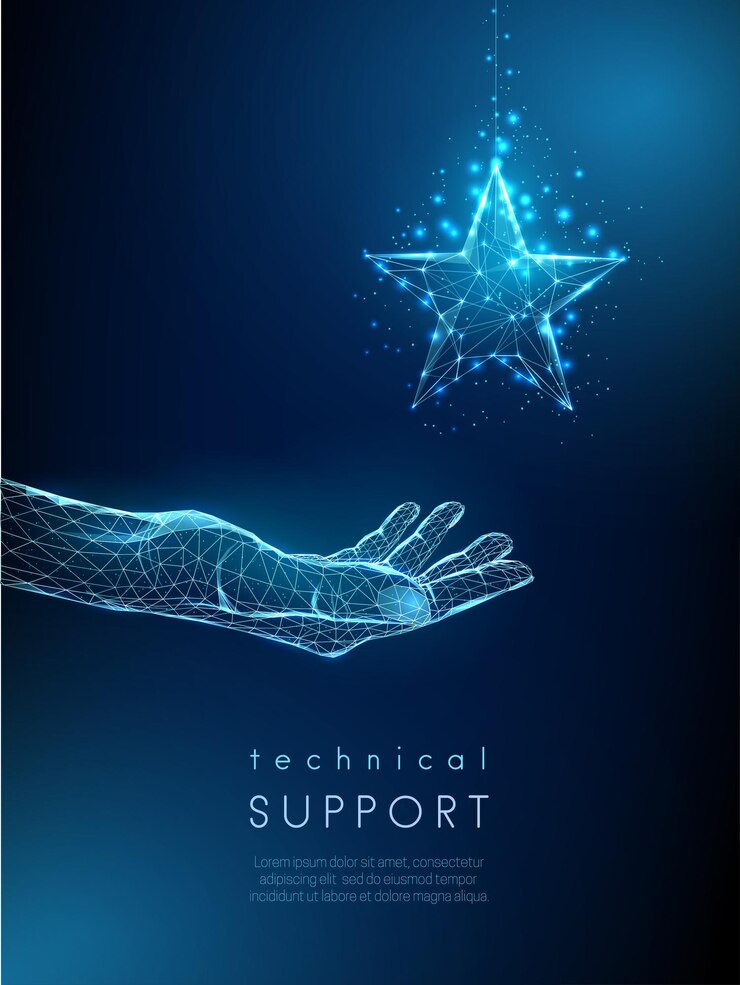Vector abstracto dando mano con ruedas dentadas diseño de estilo poli bajo inteligencia artificial y aprendizaje automático
