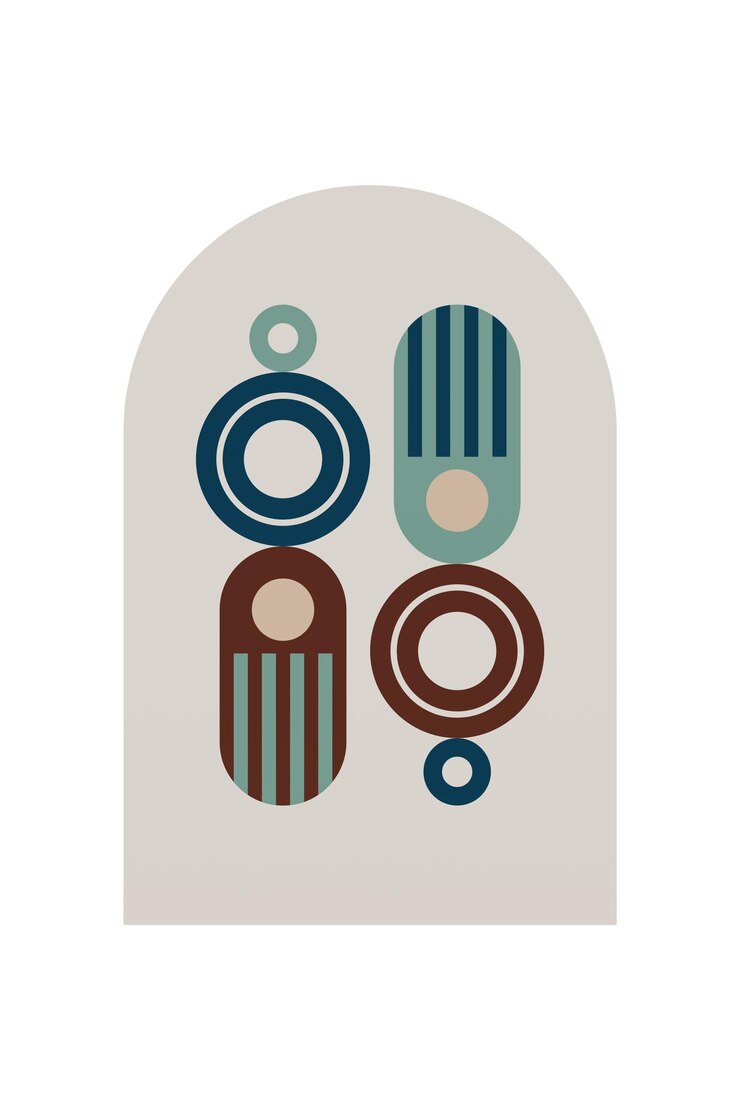 Vector abstracto decoración de pared geométrica de la bauhaus cartel arte de pared moderno de mediados de siglo