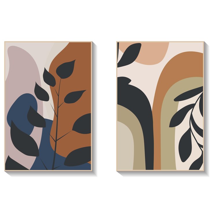 Vector abstracto dibujado a mano arte de pared boho diseño minimalista