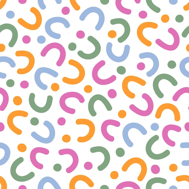 Abstracto dibujado a mano colorido confeti oval y puntos patrón sin costuras impresión de fiesta de cumpleaños para tarjeta de celebración