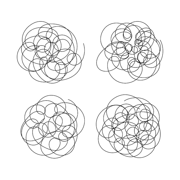 Abstracto dibujado a mano garabateado enredado patrón de arte de línea aislado
