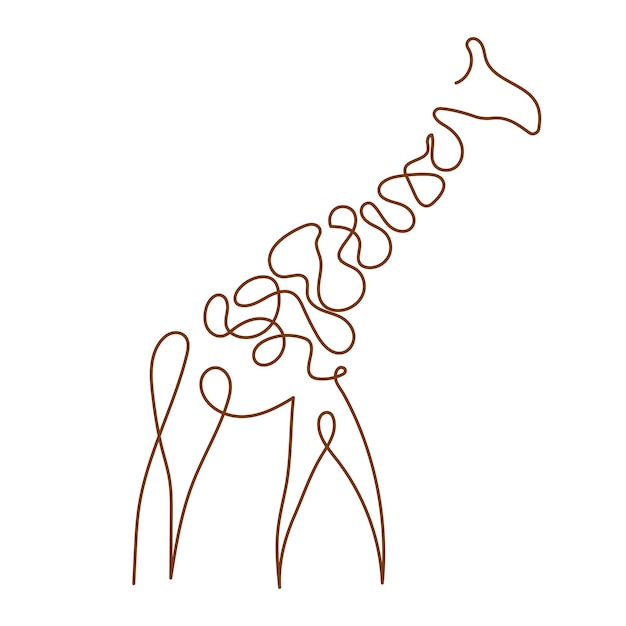 Vector abstracto dibujo de una sola línea de una jirafa de pie alta y graciosa