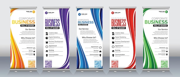 Abstracto Diseño de banners enrollables para eventos de negocios presentaciones de marketing e impresión listas modernas
