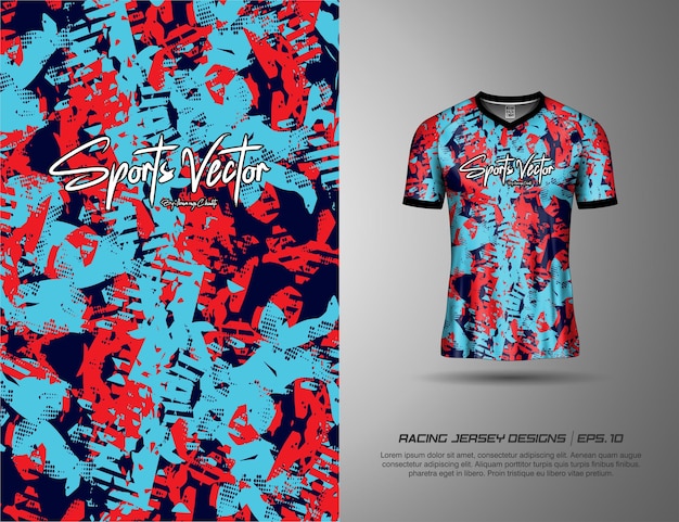 Abstracto Diseño de camiseta de carreras roja y azul - Ilustración vectorial deportiva