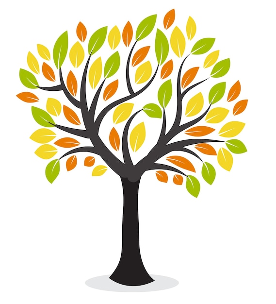 Abstracto Diseño de íconos vectoriales de árboles coloridos Crecimiento y sabiduría Diseño de logotipo Icono de árbol verde