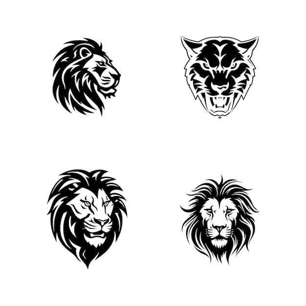Abstracto diseño de ilustración del logotipo de cabeza de león premium
