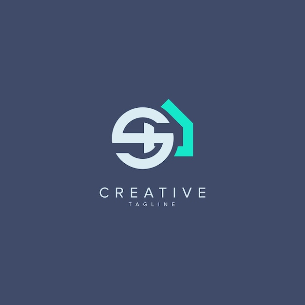 Abstracto Diseño del logotipo de la casa Concepto inicial de la letra S
