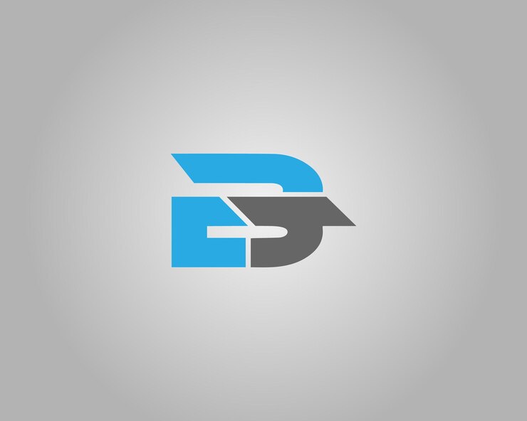 Vector abstracto diseño del logotipo de la letra b azul y gris