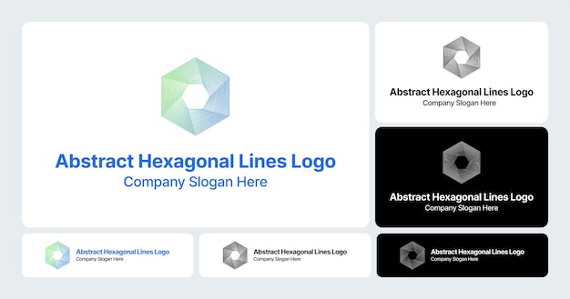 Abstracto Diseño del logotipo de líneas hexagonales con el eslogan de la compañía