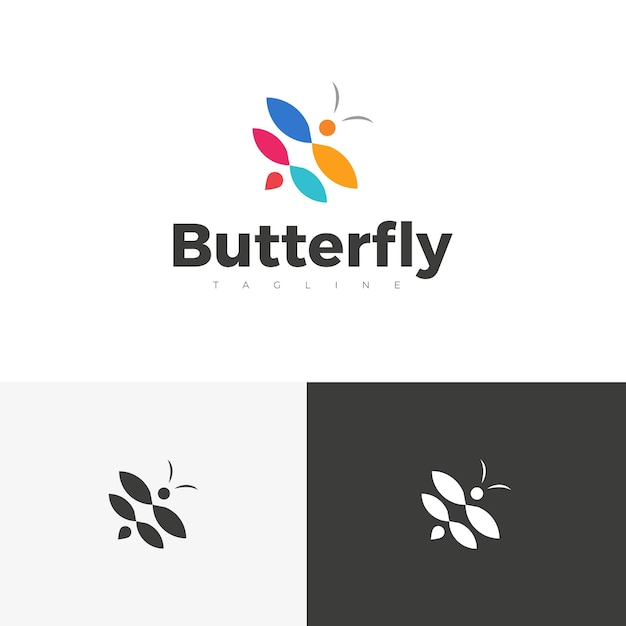 Vector abstracto de diseño de logotipo de mariposa plantillas de diseño de icono de logotipia de mariposa concepto de ilustración vectorial un