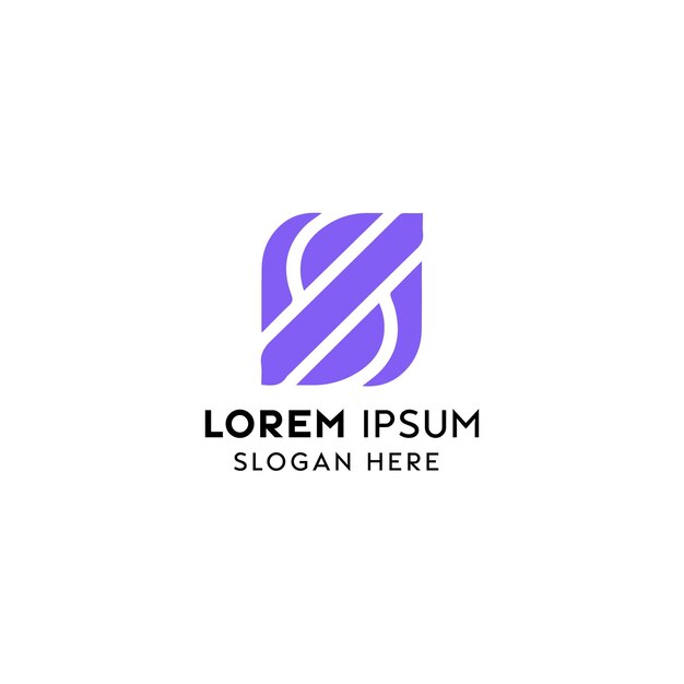 Abstracto Diseño de logotipo púrpura y blanco para una marca moderna en un fondo limpio
