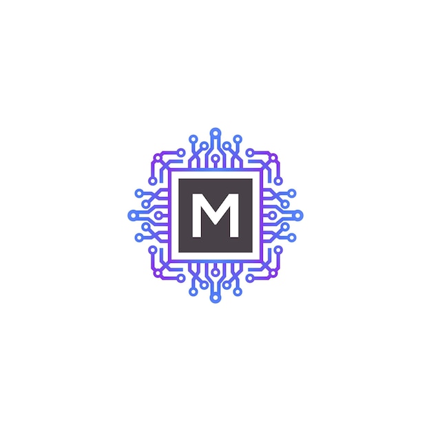 Abstracto Diseño del logotipo del símbolo del microchip para el icono del procesador 2