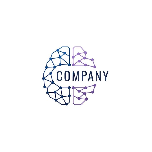 Abstracto Diseño del logotipo de la tecnología Blockchain del cerebro