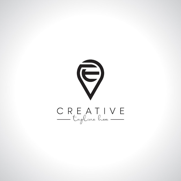 Abstracto Diseño de logotipo de ubicación moderna Letra inicial E Símbolo vectorial del logotipo