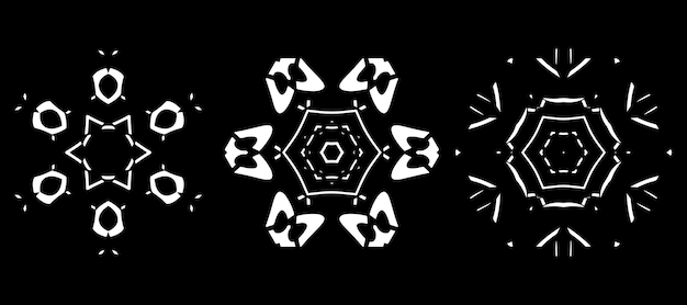 Abstracto Diseño de mandala en blanco y negro con estructura simétrica