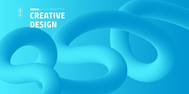 Abstracto Diseño de ondas 3D en azul Template de vector creativo Fondo
