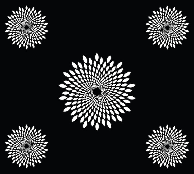Abstracto Diseño de patrones florales en blanco y negro