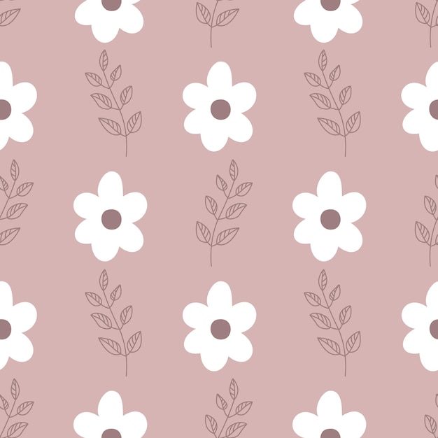 Abstracto diseño plano dibujado a mano patrón floral fondo sin costuras
