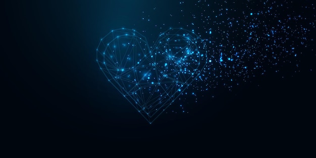 Abstracto Diseño de tecnología digital de corazón azul brillante