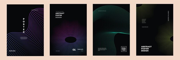 Abstracto Diseños de carteles Plantillas de línea de ondas Estilo creativo Medios sociales Cubierta Anuncios de pancartas