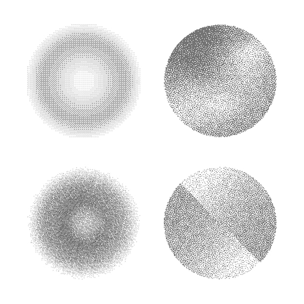 Abstracto Dithering Bitmap Formas Colección Conjunto Elemento Semitono Abstraction Puntos Negros Textura
