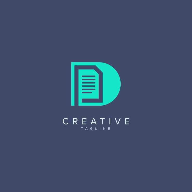 Vector abstracto documento diseño del logotipo conceptos iniciales de la letra d