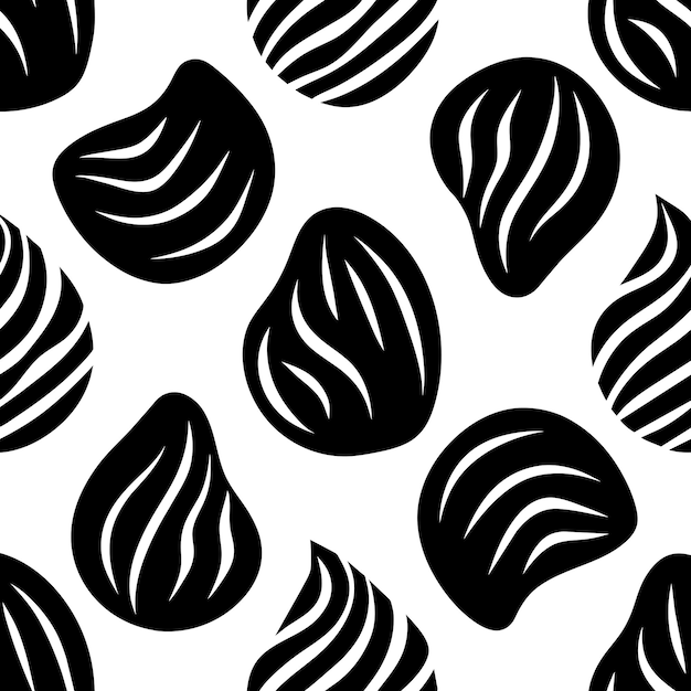 Abstracto Doodle en blanco y negro Ilustración vectorial de patrón sin costuras