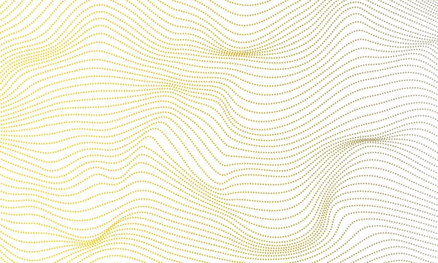 Abstracto dorado o amarillo vector líneas punteadas onduladas que fluyen curvas suaves con un color de gradiente en tran