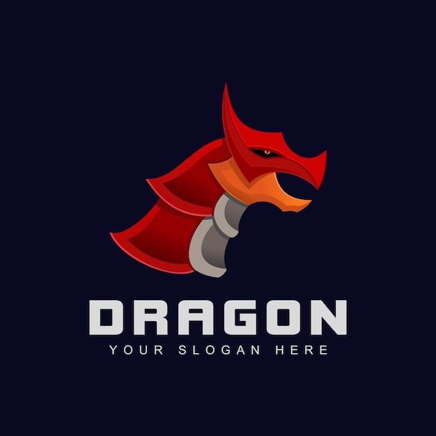 Abstracto del dragón logotipo vectorial de cabeza colorida