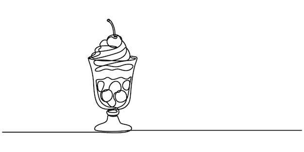 Abstracto dulce yogur parfait postre en vidrio cereza crema batida capas continuas de una línea