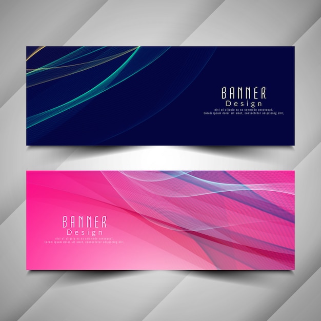 Abstracto elegante conjunto de banderas onduladas de colores