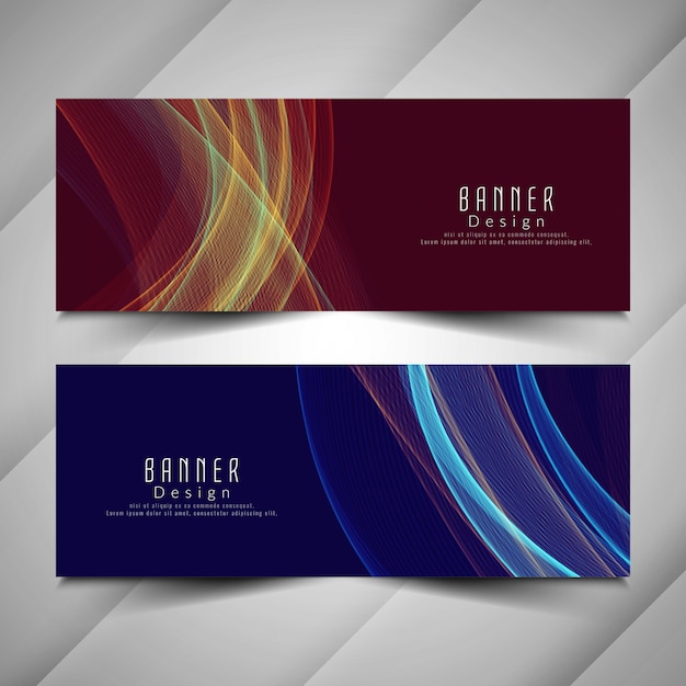 Abstracto elegante conjunto de banderas onduladas de colores