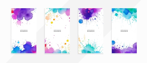 Abstracto elegante conjunto de diseño de banderas de estilo acuarela