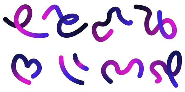 Abstracto elegante diseño de elementos de onda de línea de gradiente Conjunto de arte creativo formas de línea dinámicas coloridas