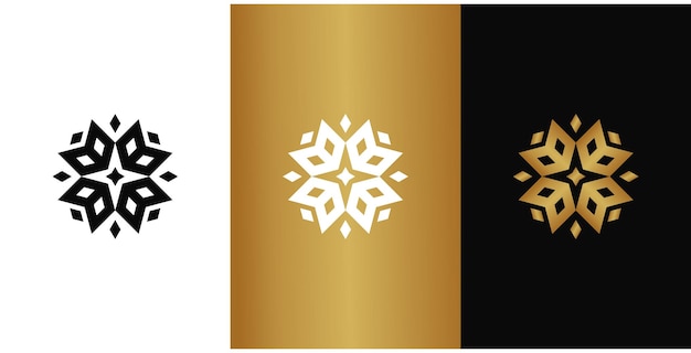 Abstracto elegante diseño de logotipo de flor de hoja Vector Premium