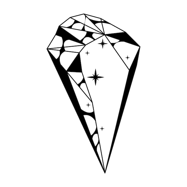 Abstracto Elemento Doodle Dibujado a mano Diamante Piedra Preciosa Joyas de lujo Esbozo Estilo de diseño vectorial