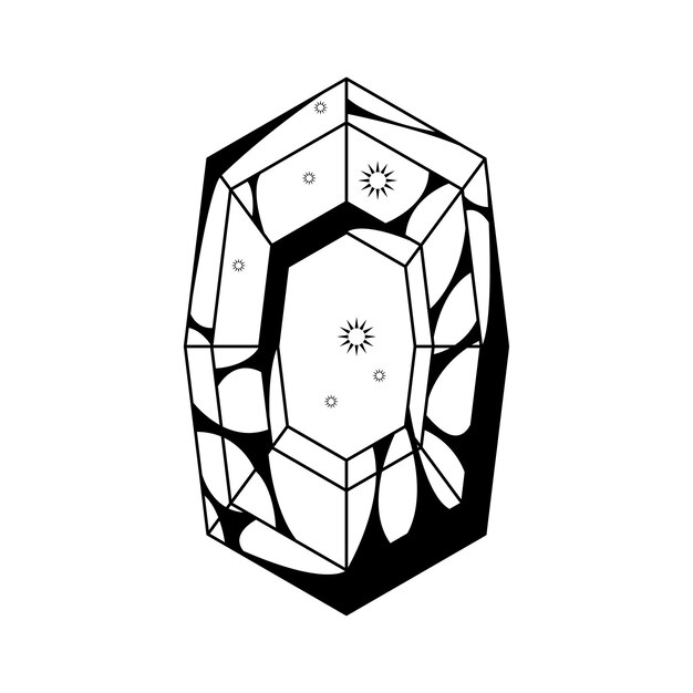 Abstracto Elemento Doodle Dibujado a mano Diamante Piedra Preciosa Joyas de lujo Esbozo Estilo de diseño vectorial