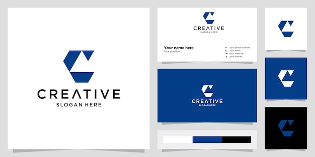 Abstracto elemento de forma C con plantilla de tarjeta de visita Mejor para identidades y logotipo